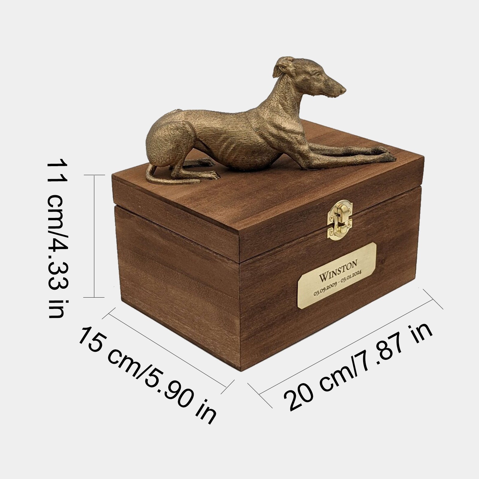 Custom Greyhound Ashes Box With Engraved Name Plate For Urn - MACIFECI