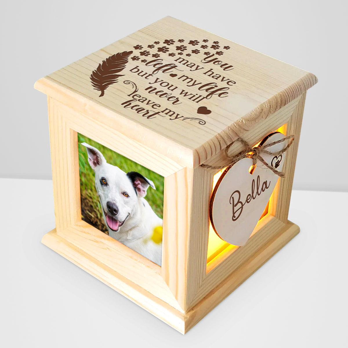 Custom Pet Cremation Box with Name Personalized Dog Memorial Urn for Dogs & Cats - MACIFECI