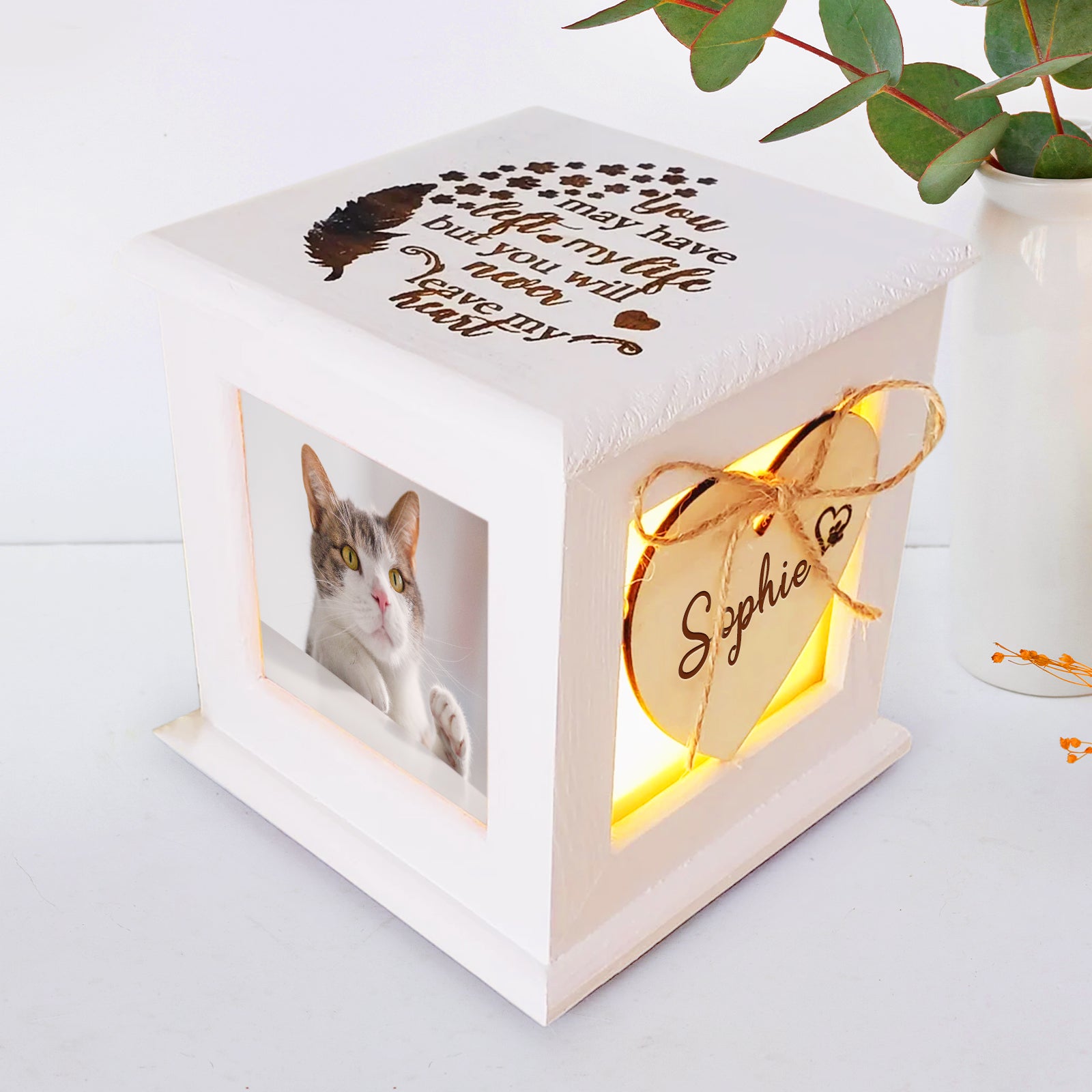 Custom Pet Cremation Box with Name Personalized Dog Memorial Urn for Dogs & Cats - MACIFECI