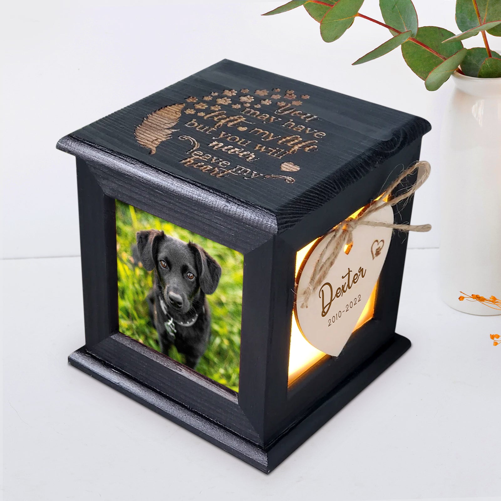 Custom Pet Cremation Box with Name Personalized Dog Memorial Urn for Dogs & Cats - MACIFECI