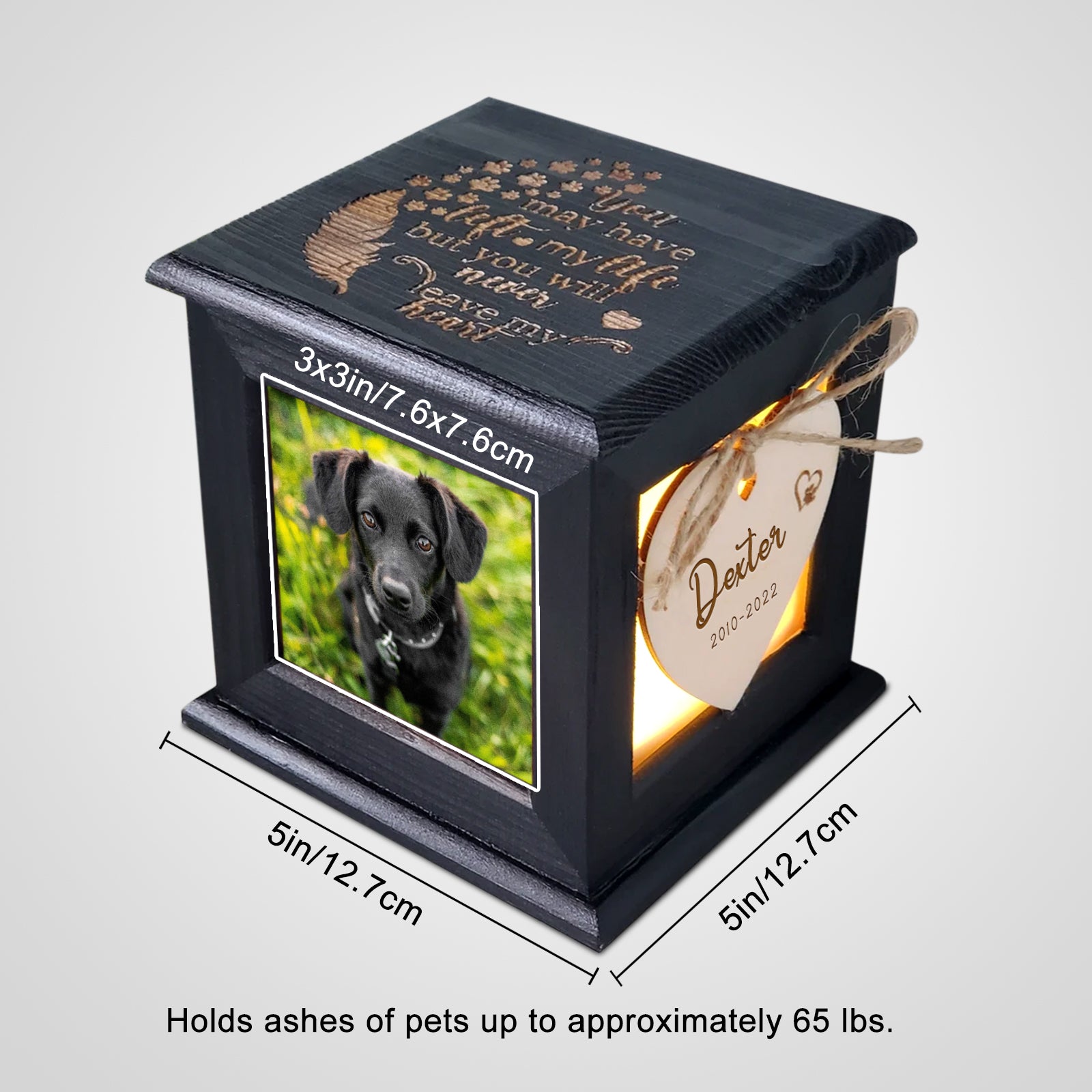 Custom Pet Cremation Box with Name Personalized Dog Memorial Urn for Dogs & Cats - MACIFECI