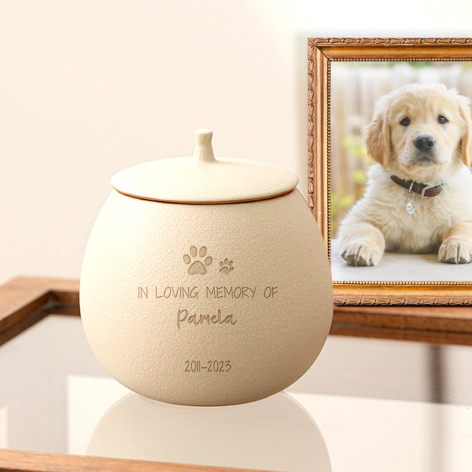 Custom Pet Engraved Urn with Name Personalized Memorial Cremation Urns - MACIFECI