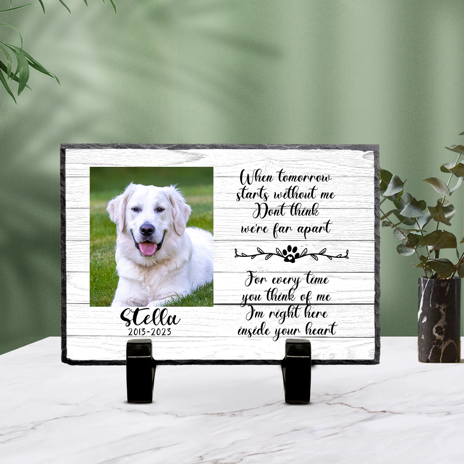 Custom Pet Garden Stones for Dogs Personalized Pet Memorial Stone with Photo - MACIFECI