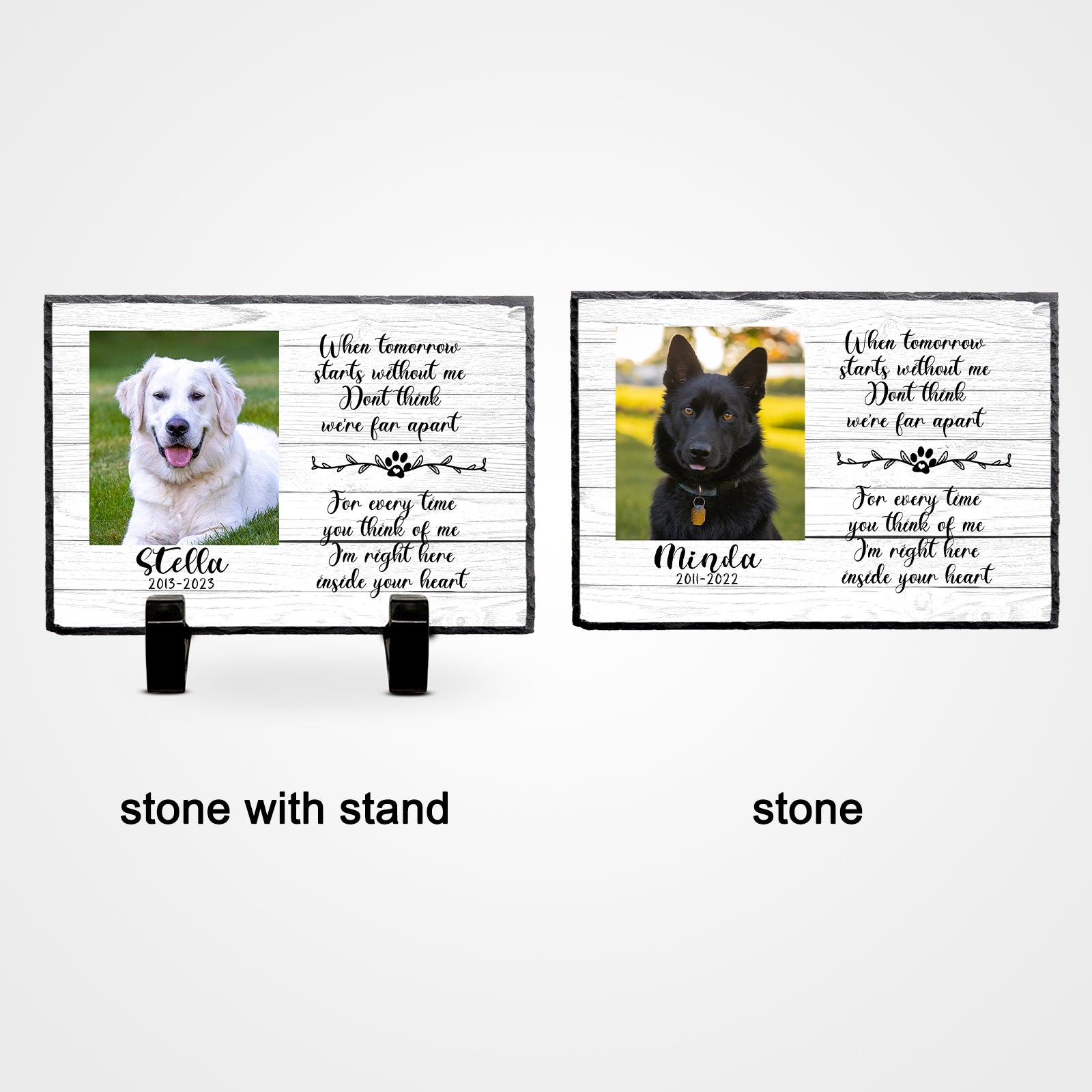 Custom Pet Garden Stones for Dogs Personalized Pet Memorial Stone with Photo - MACIFECI