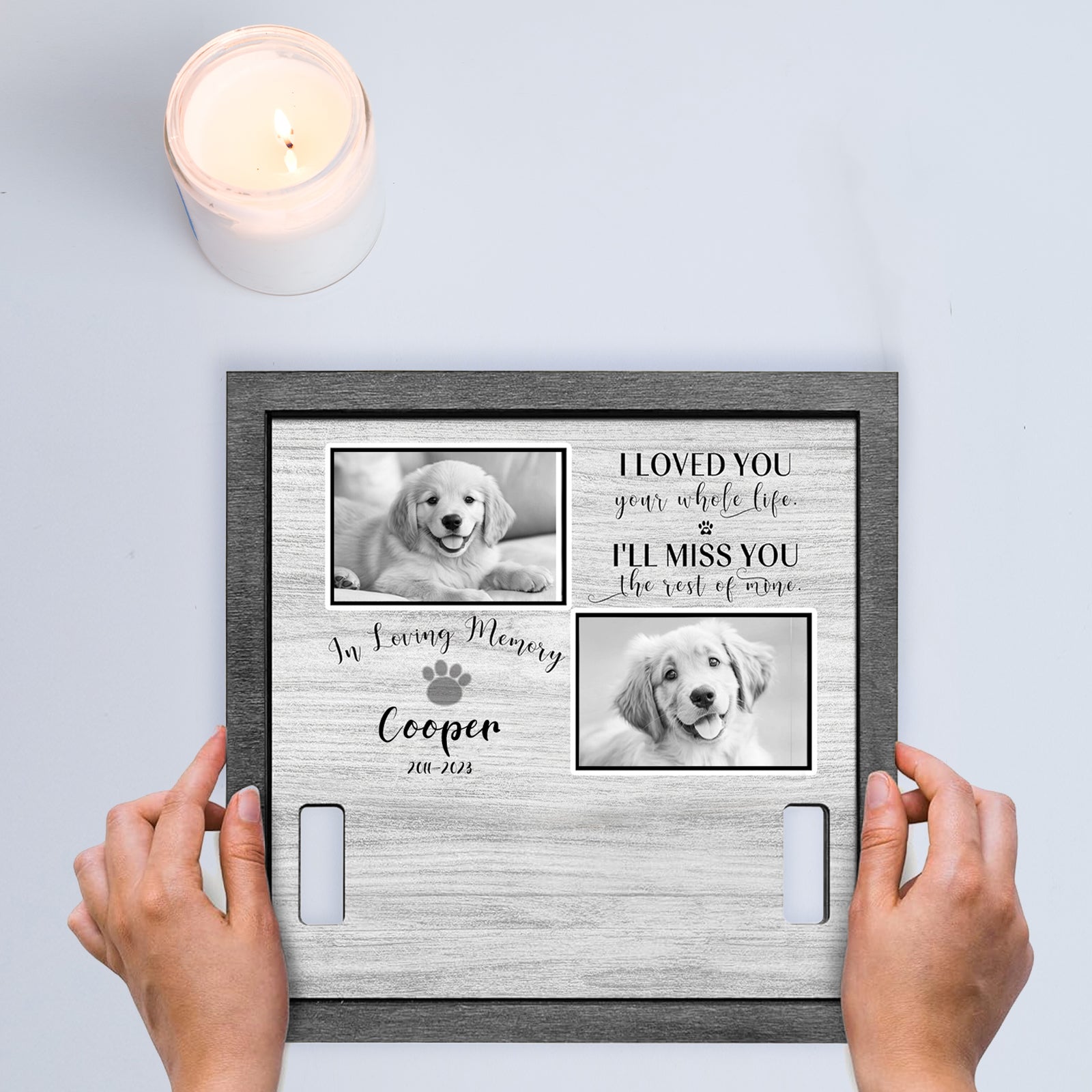 Custom Pet Memorial Picture Frame with Collar Personalized Dog Loss Remembrance Gift - MACIFECI