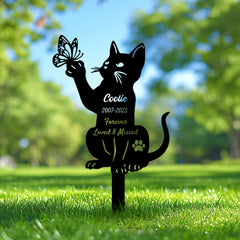 Custom Pet Memorial Plaque with Name Personalized Laser Engraved Steel Garden Stake for Cat - MACIFECI