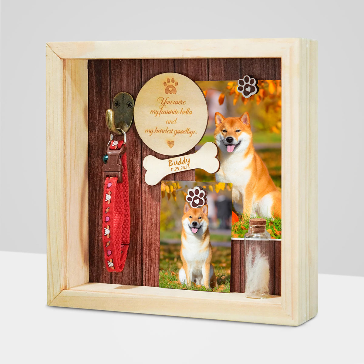 Custom Pet Memorial Shadow Box Frame with Name for Dog Memories - MACIFECI