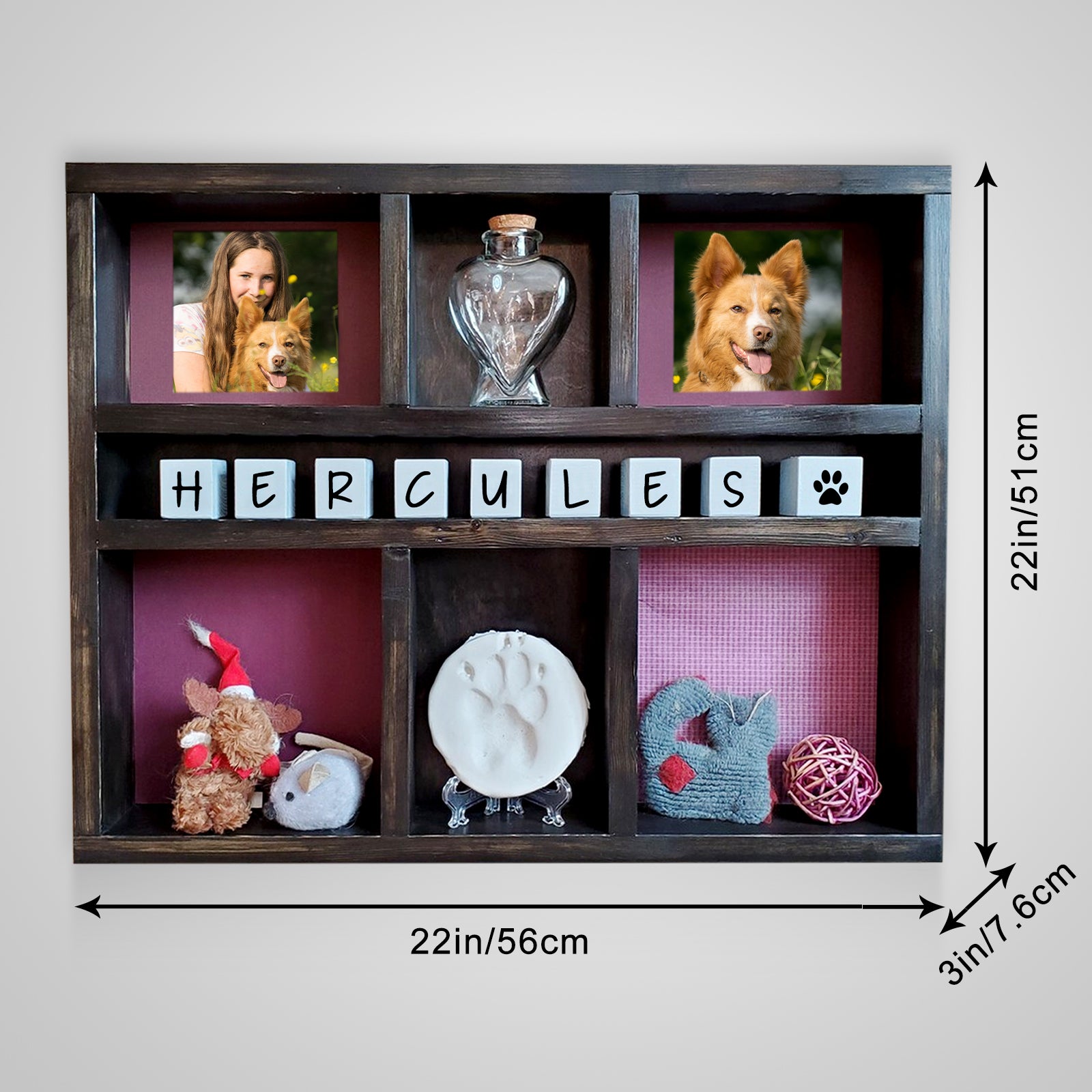 Custom Pet Memorial Shadow Box with Name Personalized Urn Keepsake Frame for Dog - MACIFECI