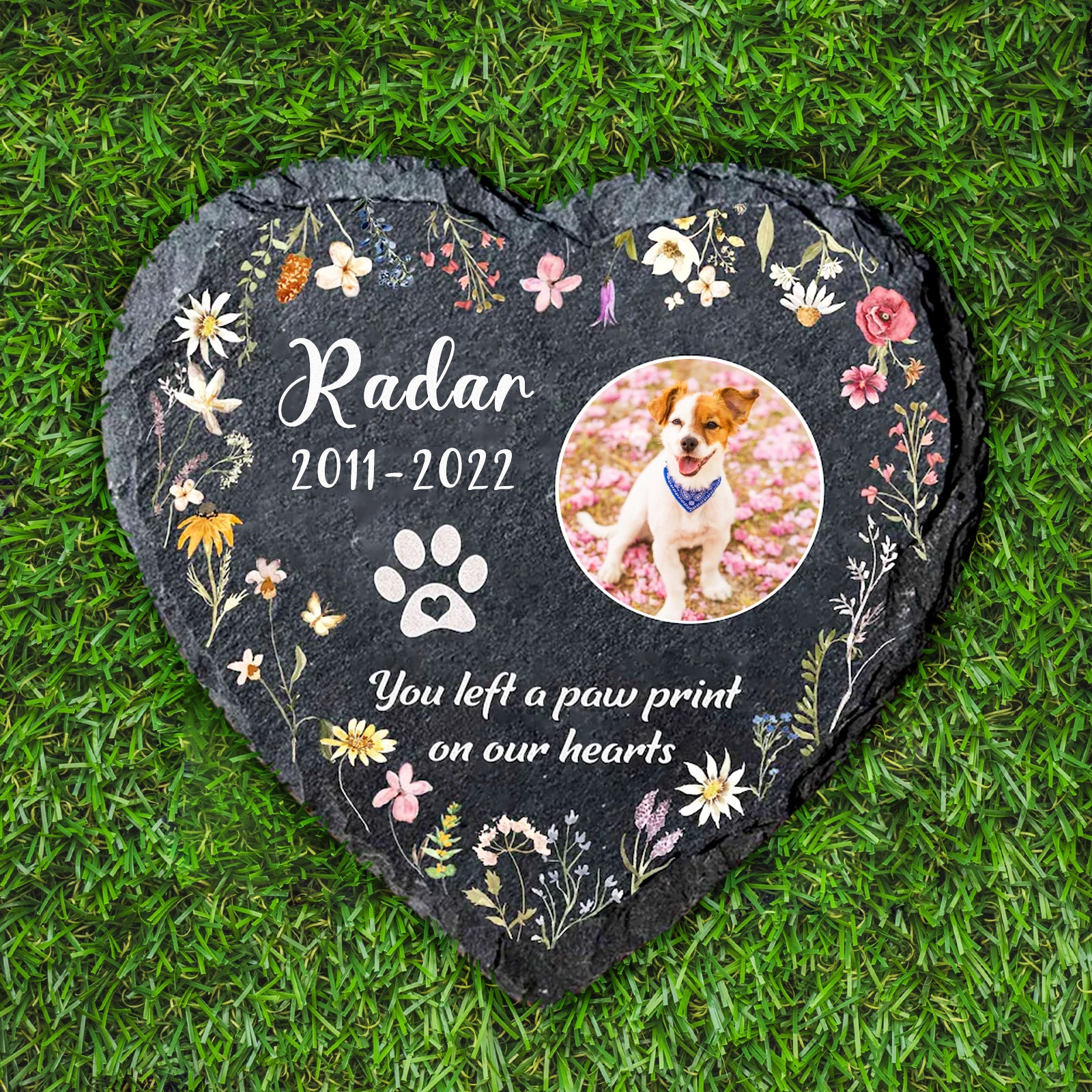 Custom Pet Memorial Stone with Photo Personalized Dog Grave Marker for Garden - MACIFECI