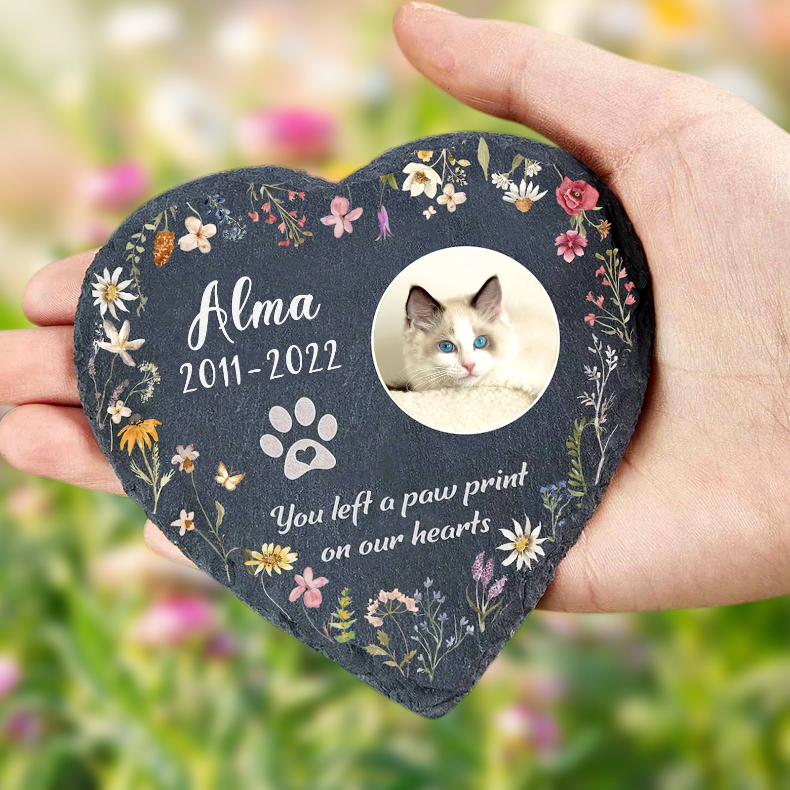 Custom Pet Memorial Stone with Photo Personalized Dog Grave Marker for Garden - MACIFECI