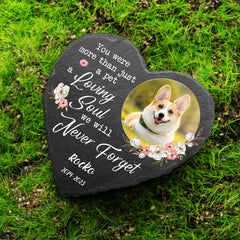 Custom Pet Memorial Stone with Photo Personalized Heart Shaped Garden Stones - MACIFECI