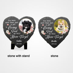 Custom Pet Memorial Stone with Photo Personalized Heart Shaped Garden Stones - MACIFECI