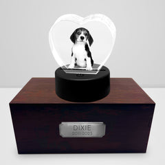 Custom Pet Memorial Urn Set with Engraved Crystal Photo - MACIFECI