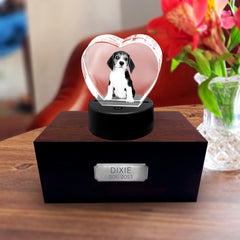 Custom Pet Memorial Urn Set with Engraved Crystal Photo - MACIFECI
