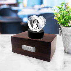 Custom Pet Memorial Urn Set with Engraved Crystal Photo - MACIFECI