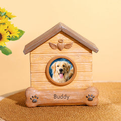 Custom Pet Memorial Urn with Photo Frame Personalized Dog Keepsake Cremation Urn for Ashes - MACIFECI