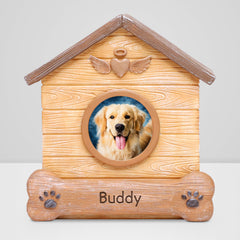 Custom Pet Memorial Urn with Photo Frame Personalized Dog Keepsake Cremation Urn for Ashes - MACIFECI