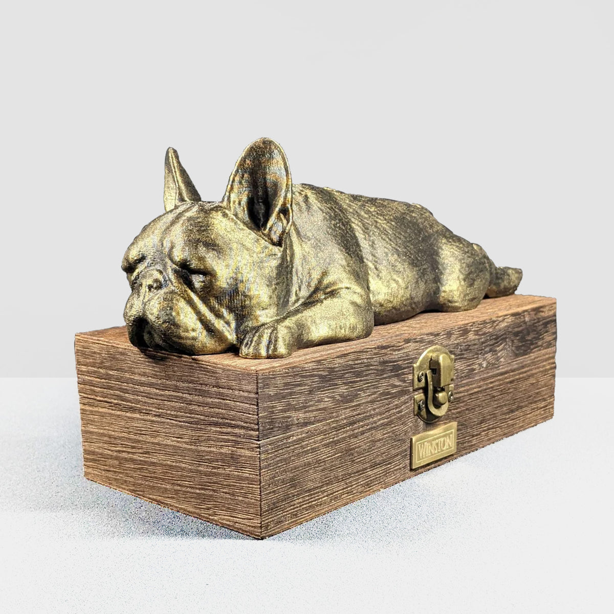 Custom Pet Memorial Urn with Plate Personalized French Bulldog Ashes Box - MACIFECI