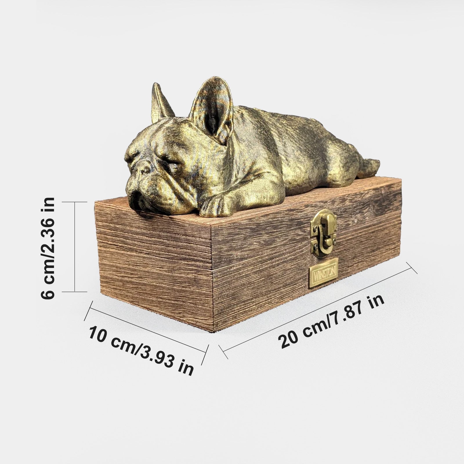 Custom Pet Memorial Urn with Plate Personalized French Bulldog Ashes Box - MACIFECI