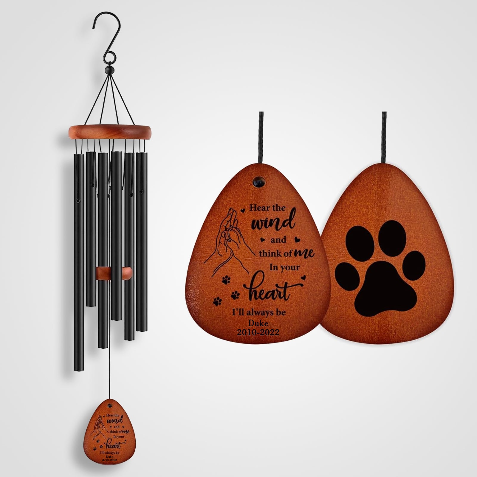 Custom Pet Memorial Wind Chime with Name Personalized Pet Sympathy Gift for Loss of Dog - MACIFECI