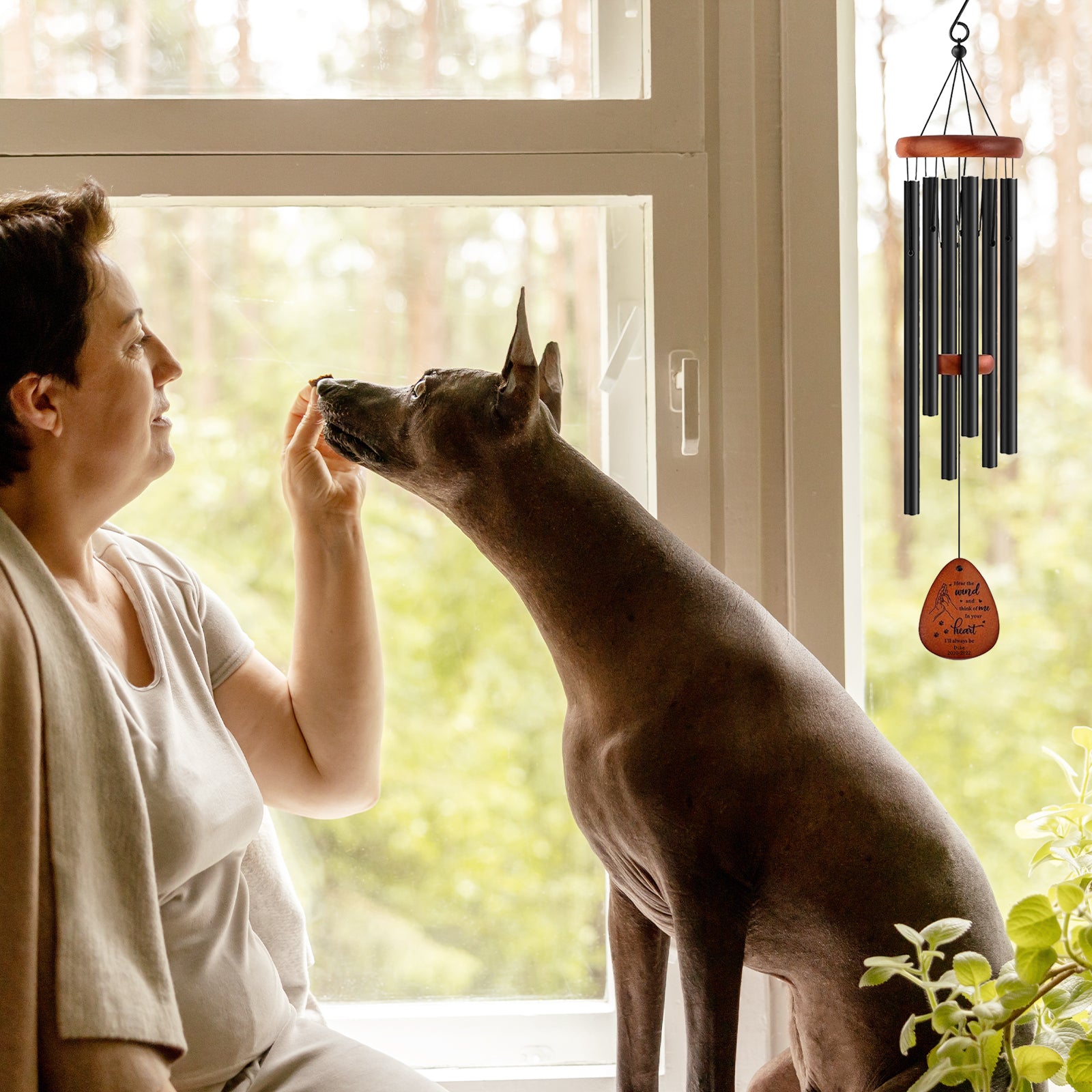 Custom Pet Memorial Wind Chime with Name Personalized Pet Sympathy Gift for Loss of Dog - MACIFECI