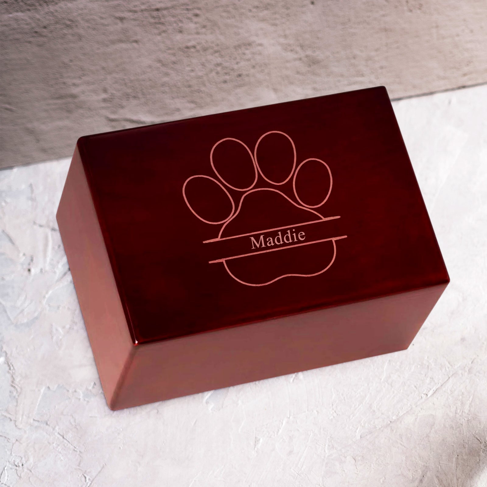 Custom Pet Memory Box with Name Personalized Wooden Pet Keepsake Cremation Urns for Dogs & Cats - MACIFECI
