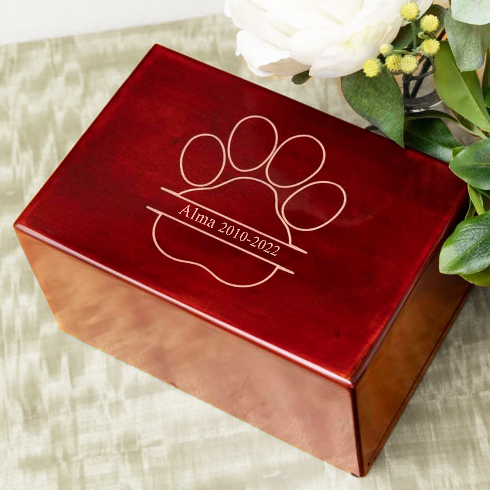 Custom Pet Memory Box with Name Personalized Wooden Pet Keepsake Cremation Urns for Dogs & Cats - MACIFECI