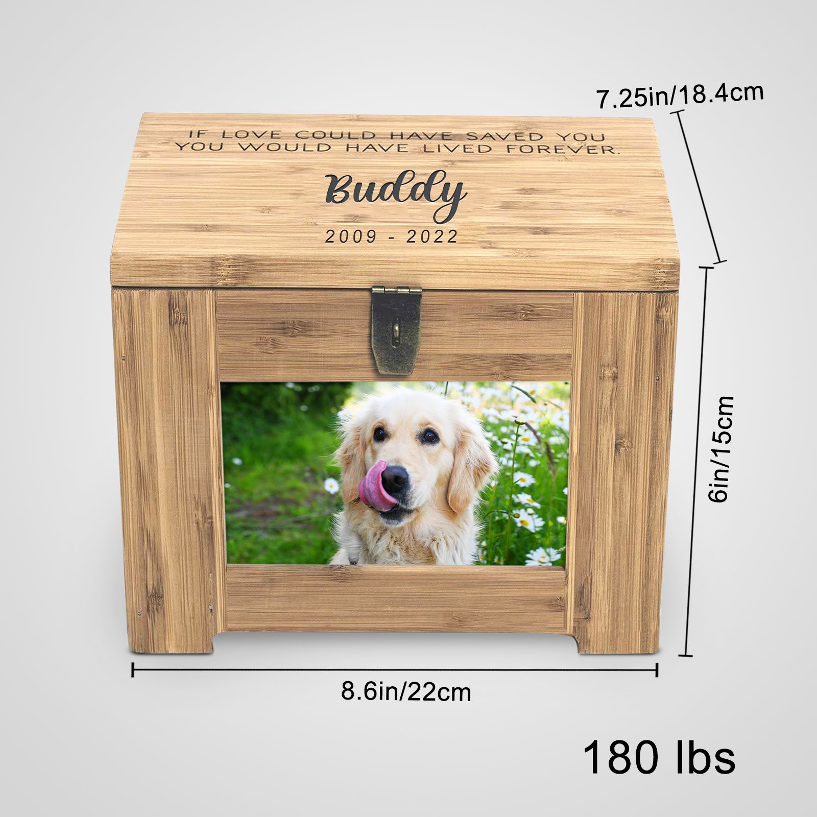 Custom Pet Memory Urn with Photo Personalized Dog Remembrance Box for Ashes - MACIFECI