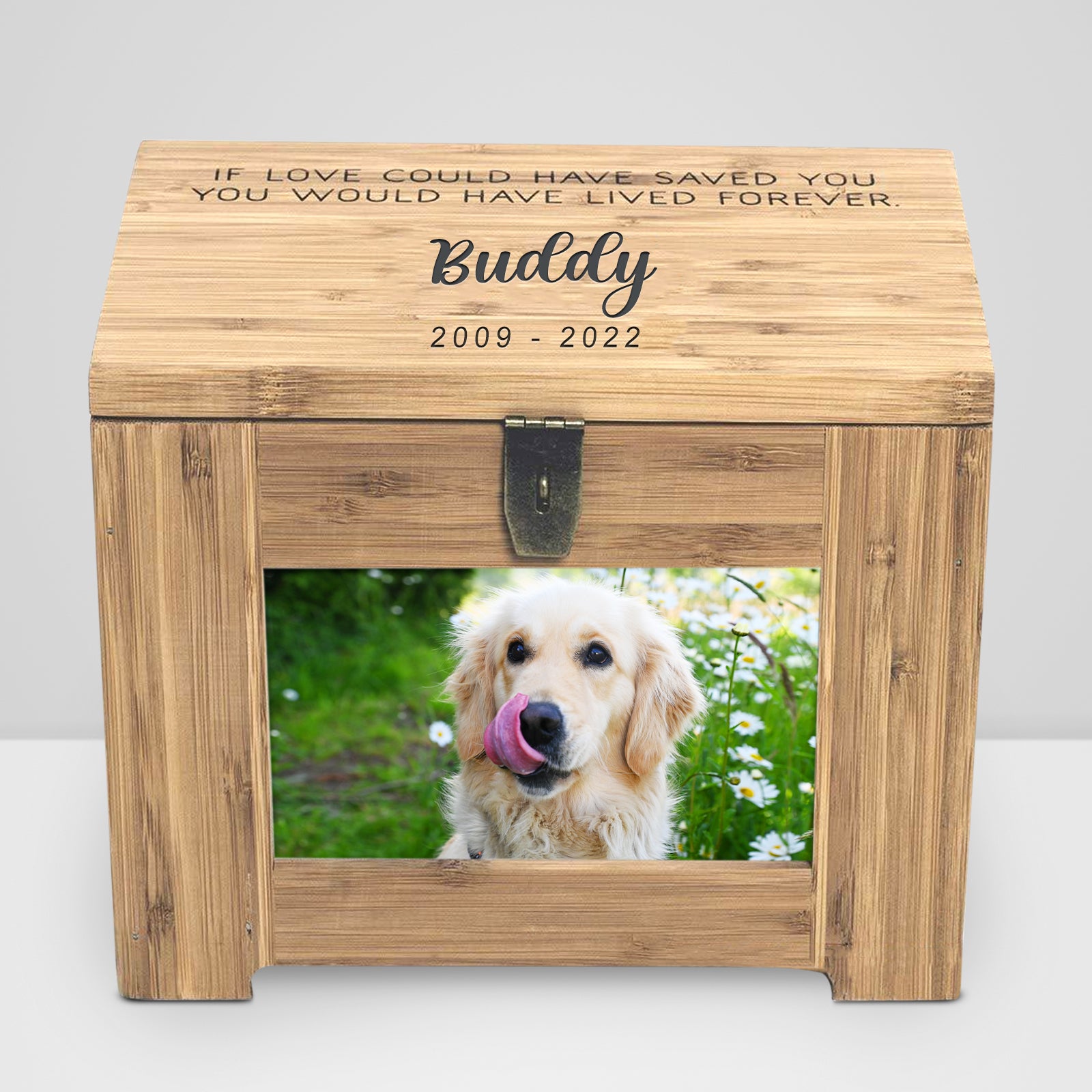 Custom Pet Memory Urn with Photo Personalized Dog Remembrance Box for Ashes - MACIFECI