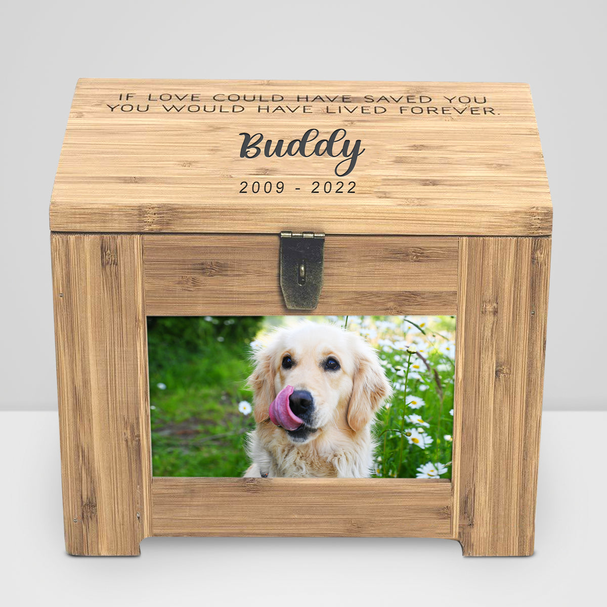 Custom Pet Memory Urn with Photo Personalized Dog Remembrance Box for Ashes - MACIFECI