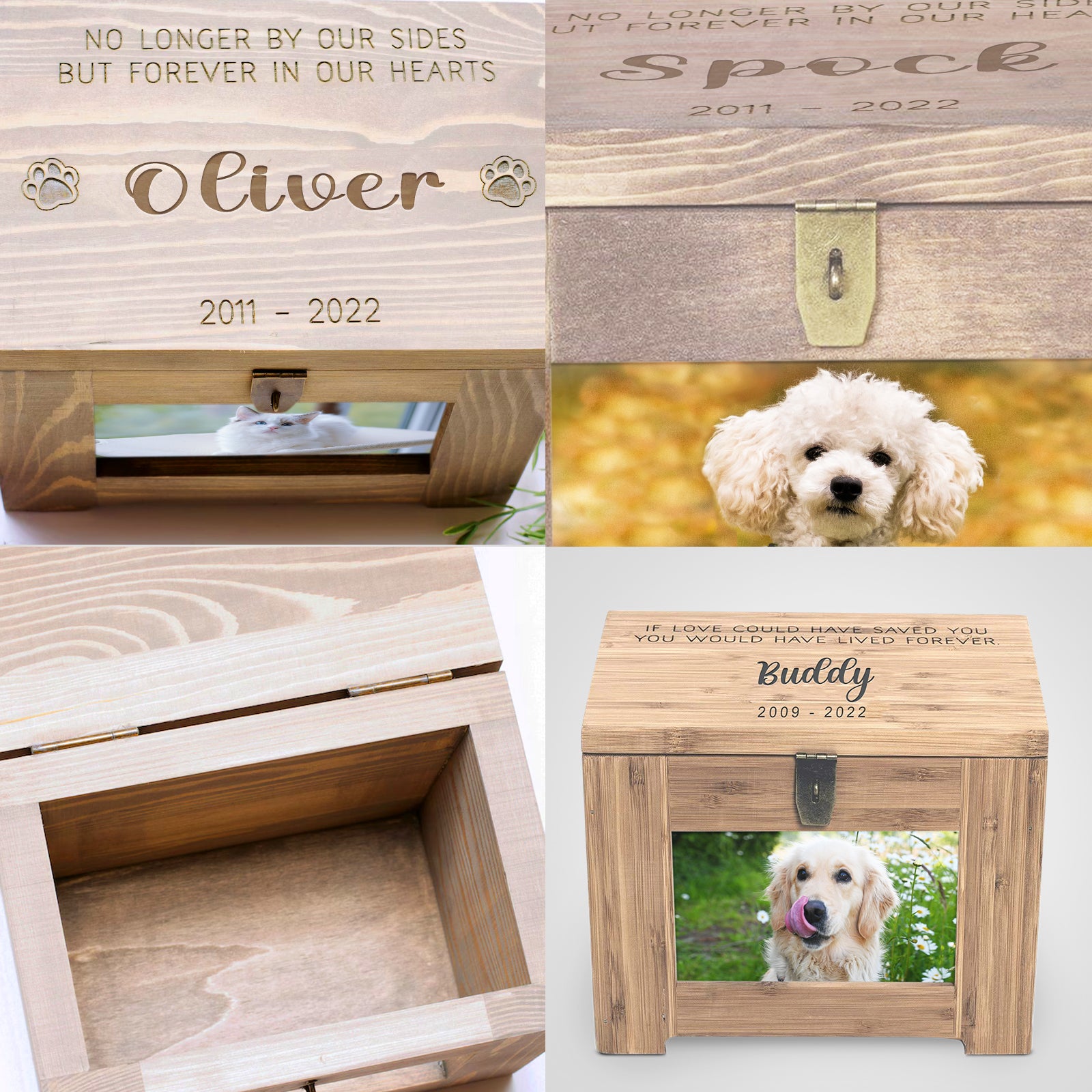 Custom Pet Memory Urn with Photo Personalized Dog Remembrance Box for Ashes - MACIFECI