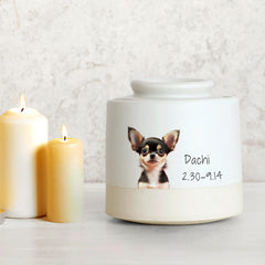 Custom Pet Photo Urn with Name Personalized Memorial Cremation Keepsakes for Dog,Cat - MACIFECI