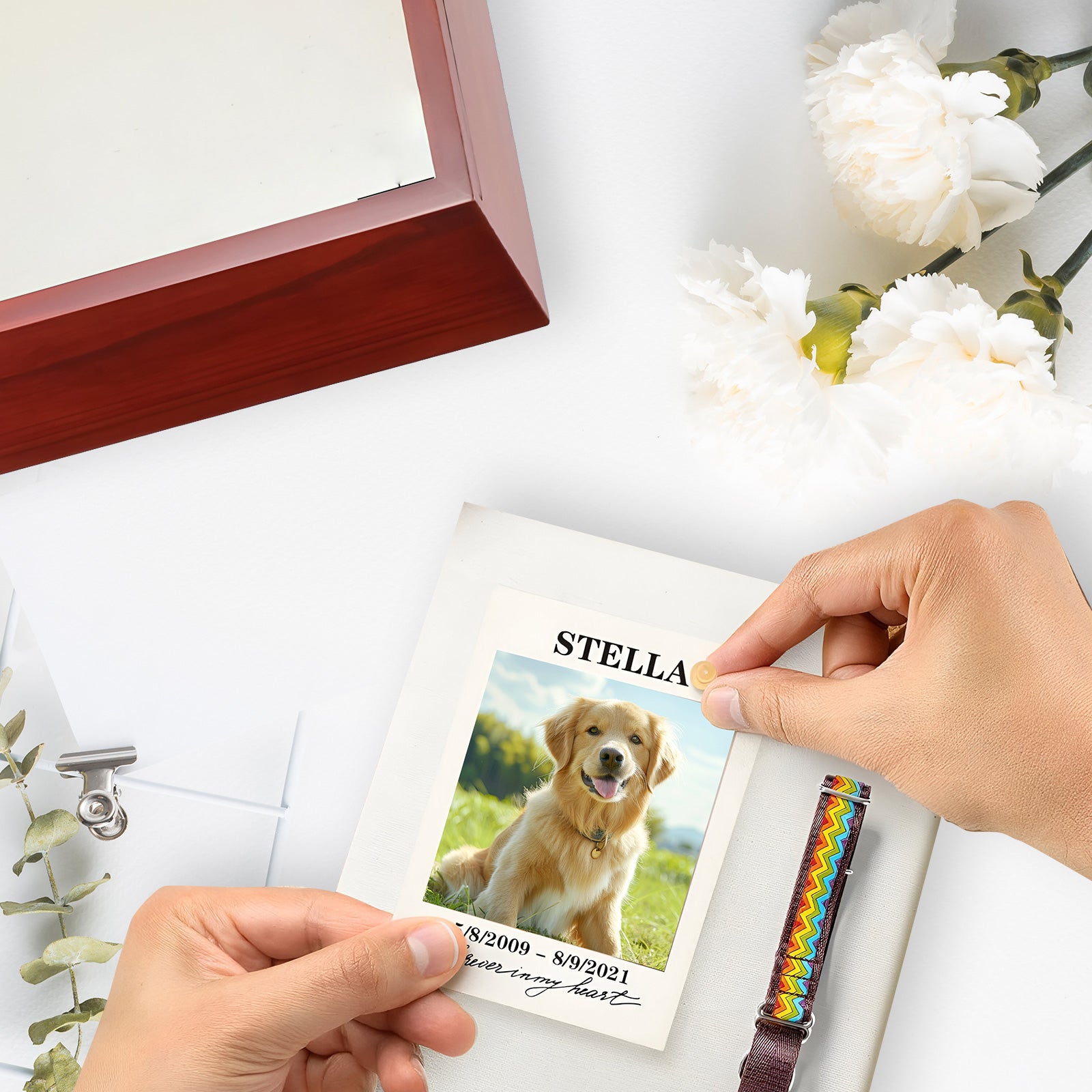 Custom Pet Urn Memorial Frame with Name Personalized pet Keepsake Box - MACIFECI