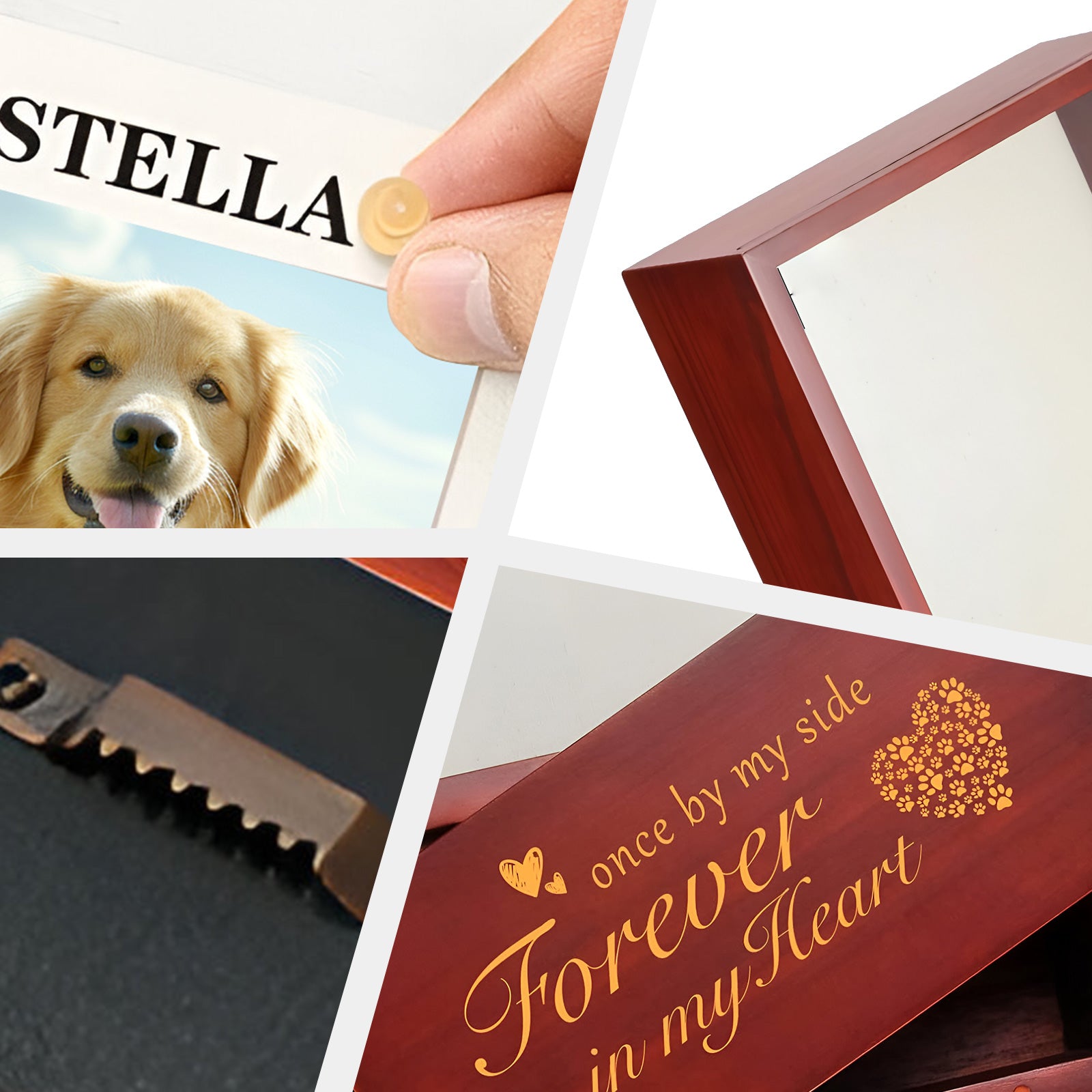 Custom Pet Urn Memorial Frame with Name Personalized pet Keepsake Box - MACIFECI