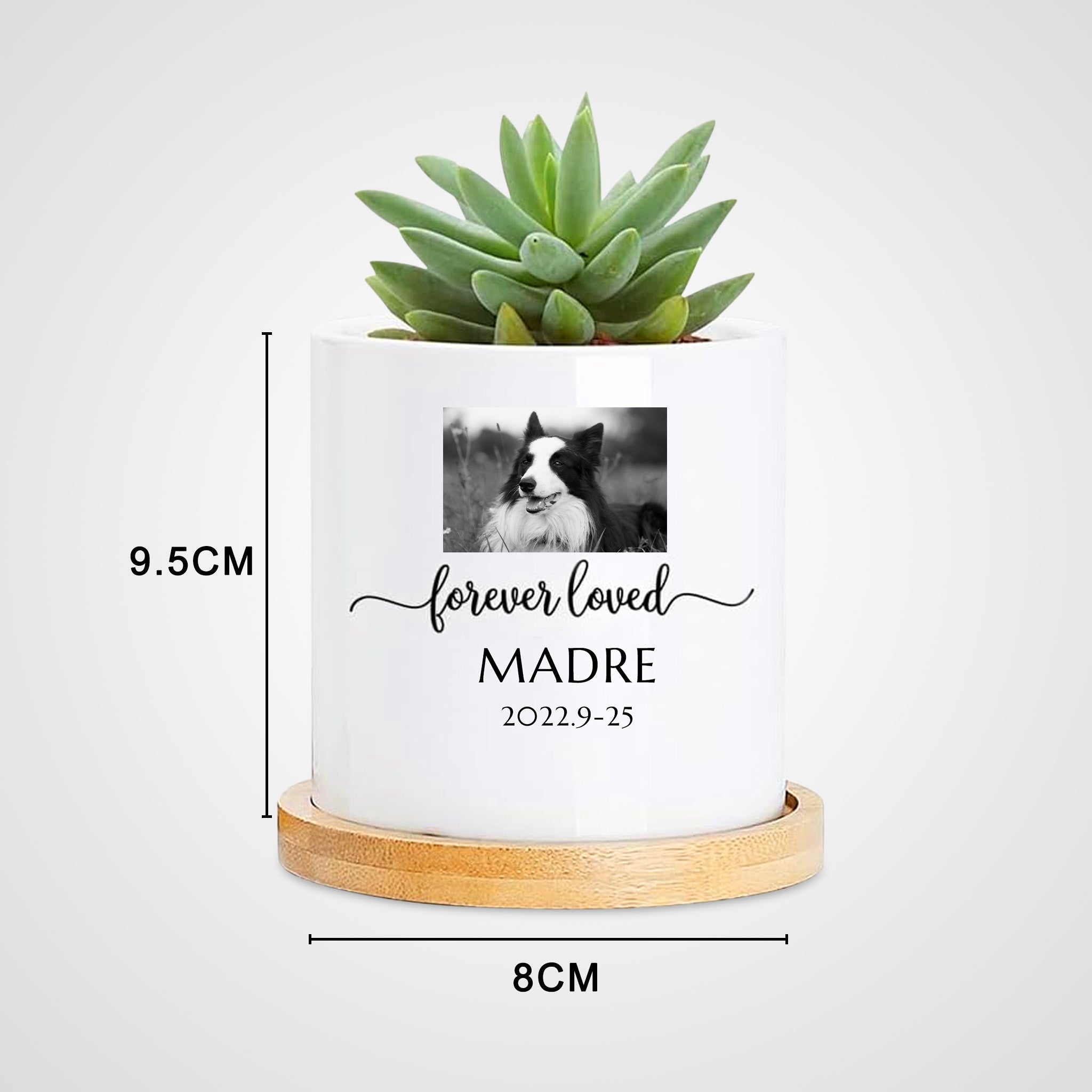 Custom Photo Flower Pot Personalized Dog Photo Urn Planters for Pet Memorial Gift - MACIFECI