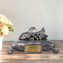 Custom Resin Pet Name Urns with Statue Personalized Keepsake Cremation Urns for Dog/Cat - MACIFECI