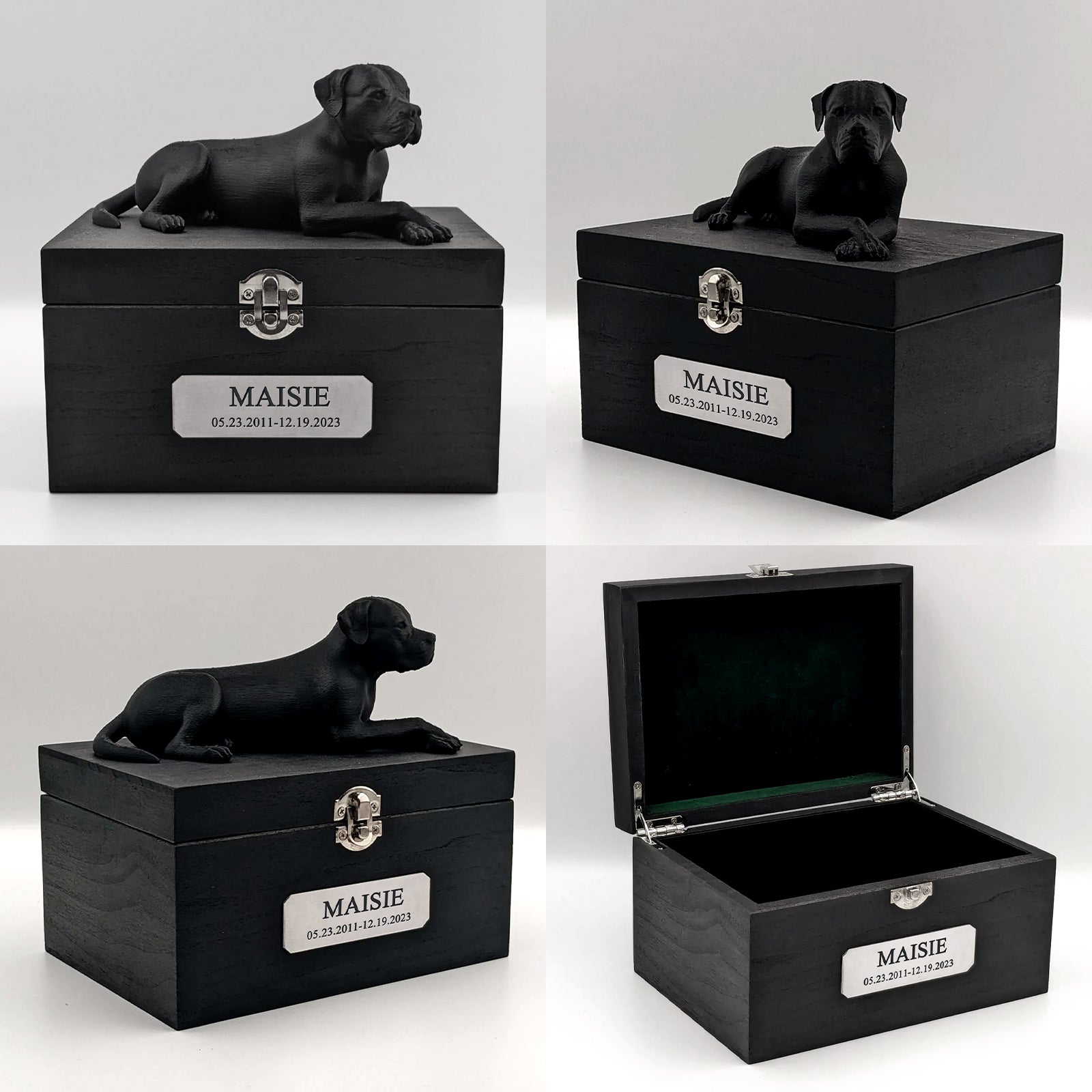 Custom Wood Pet Cremation Urns Personalized American Bulldog Ashes Box for Dogs - MACIFECI