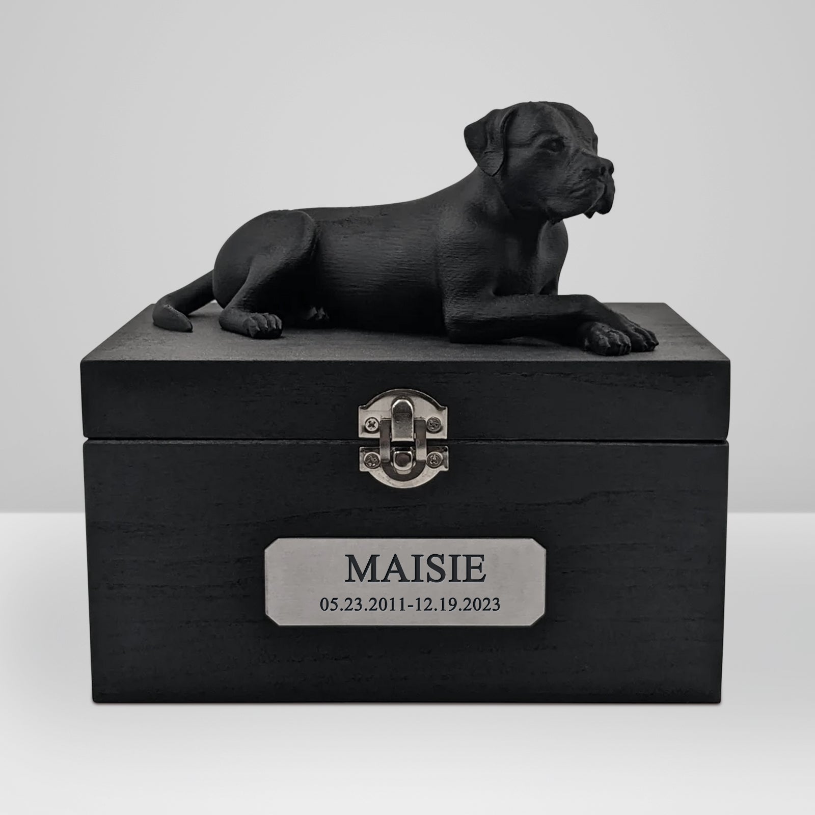 Custom Wood Pet Cremation Urns Personalized American Bulldog Ashes Box for Dogs - MACIFECI