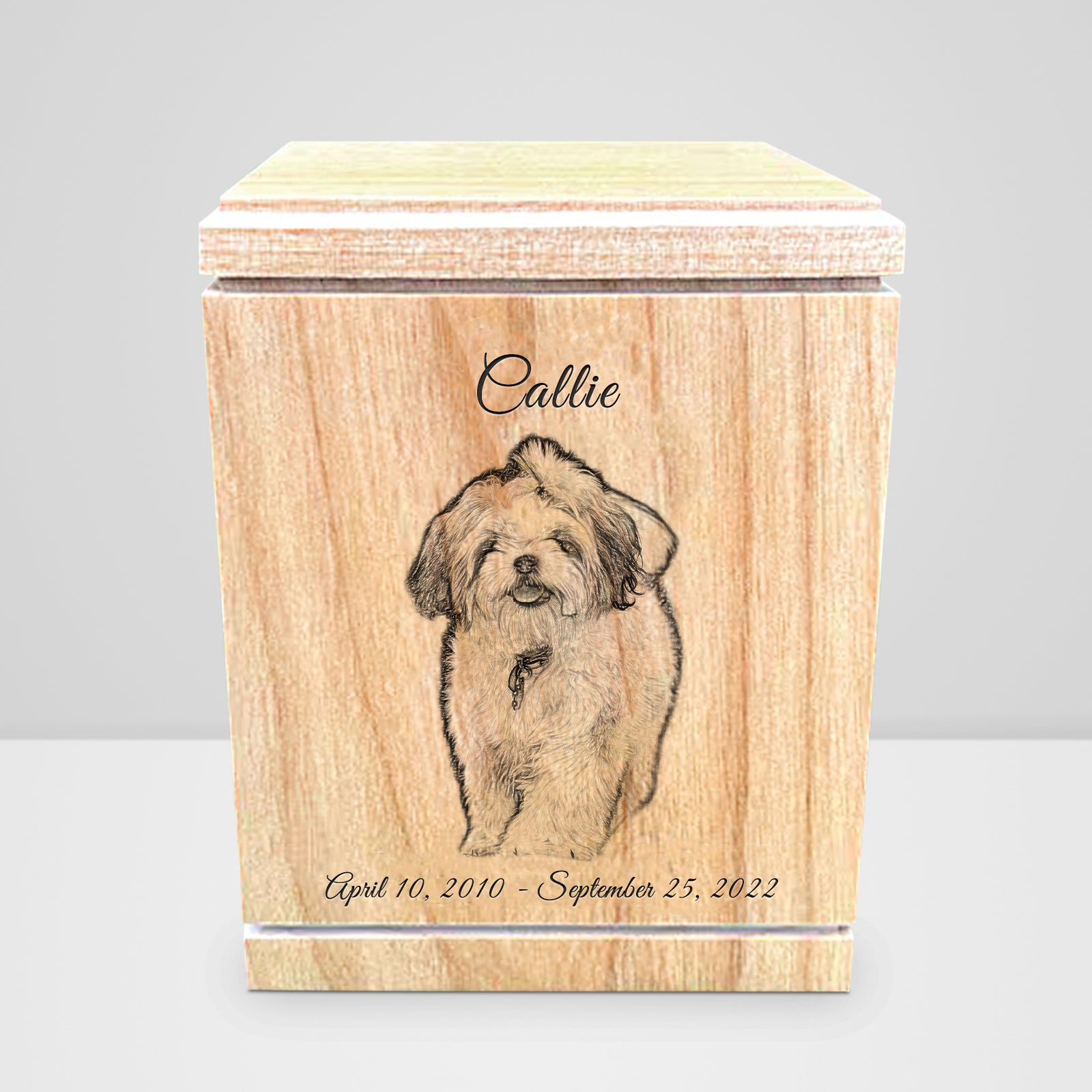 Custom Wood Pet Urn with Engraved Keepsake Cremation Memorial Box Perfect for Dog/Cat - MACIFECI