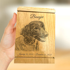 Custom Wood Pet Urn with Engraved Keepsake Cremation Memorial Box Perfect for Dog/Cat - MACIFECI