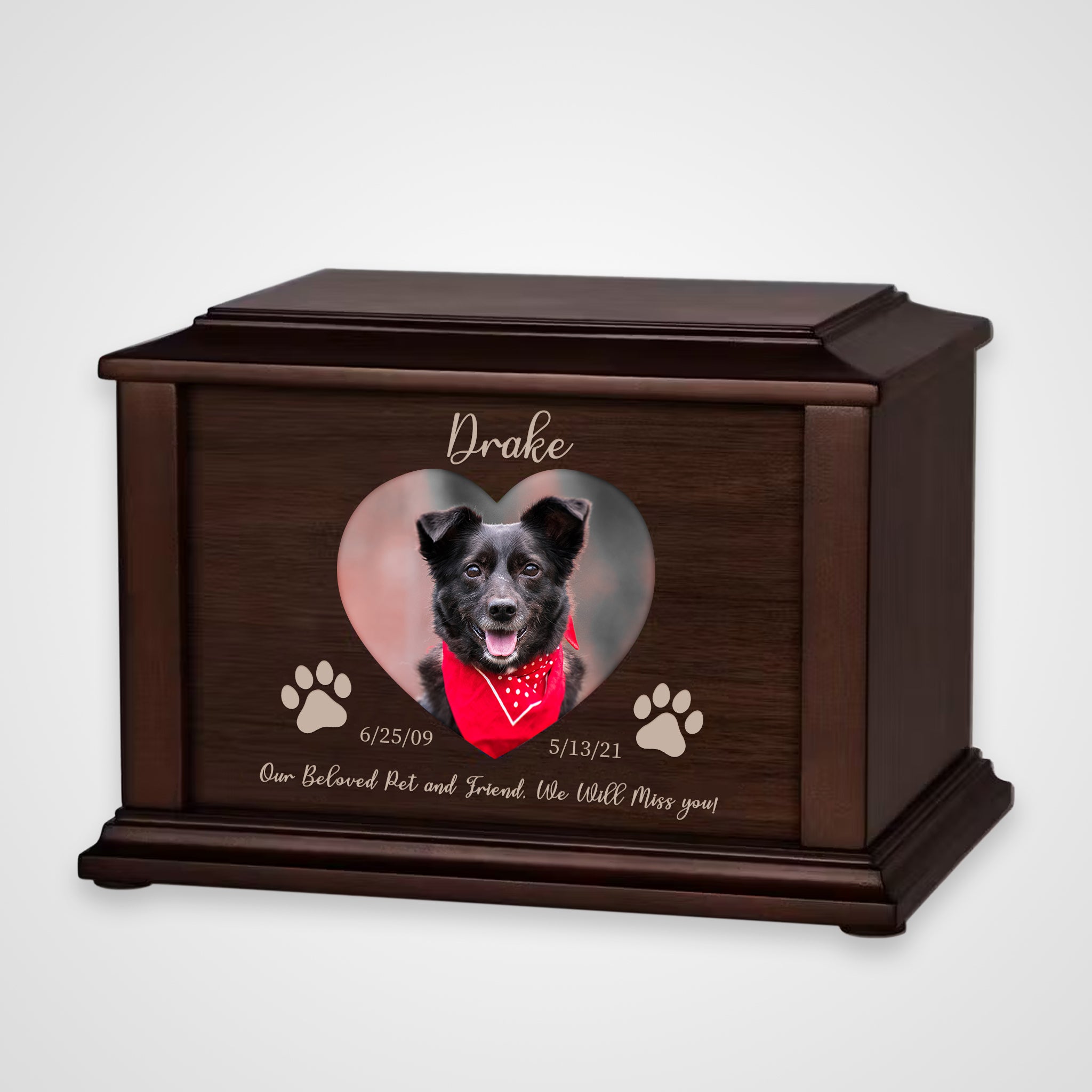 Custom Wooden Dog Ashes Box Personalized Pet Urn and Keepsakes for Your Beloved Pet - MACIFECI