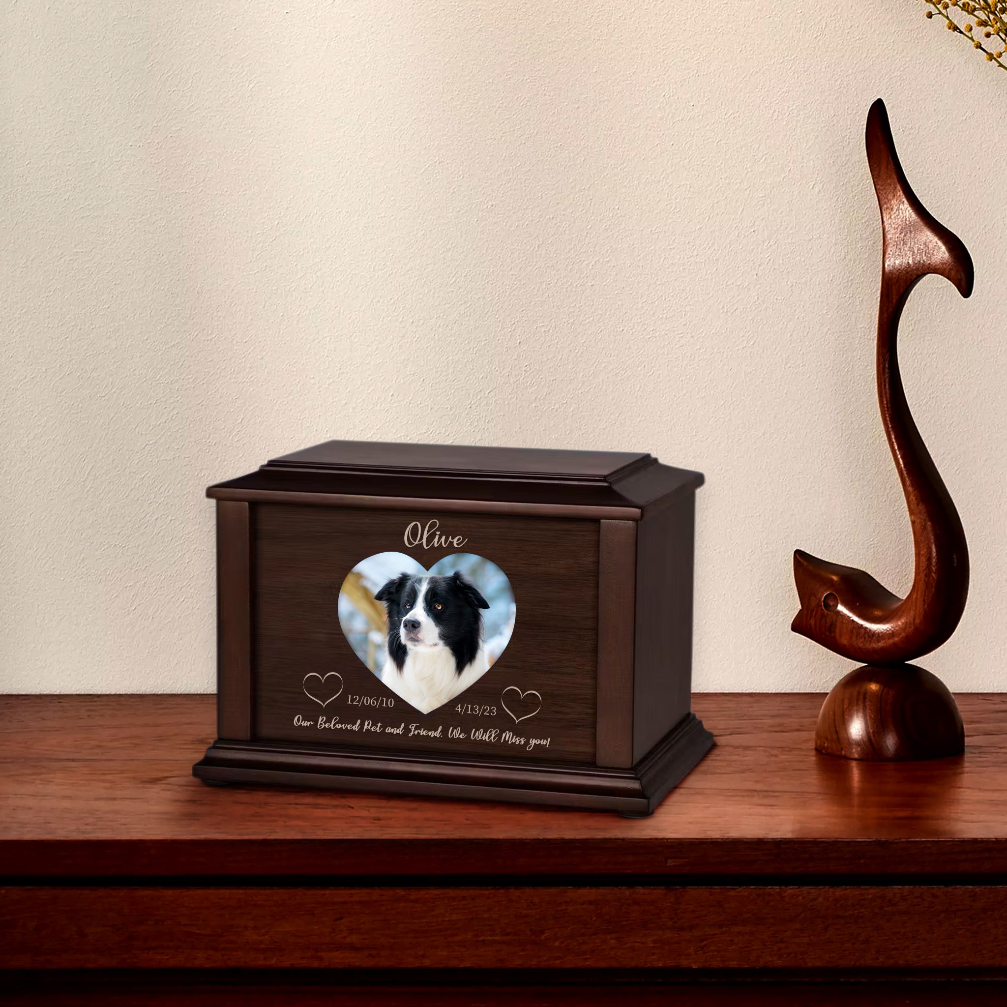 Custom Wooden Dog Ashes Box Personalized Pet Urn and Keepsakes for Your Beloved Pet - MACIFECI