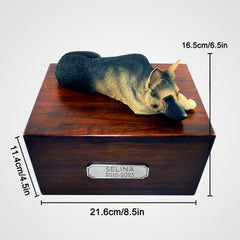 Custom Wooden Dog Cremation Boxes with Name Plate for German Shepherd - MACIFECI