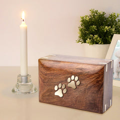 Custom Wooden Pet Ashes Box with Name Engraved Personalized Dog and Cat Urns - MACIFECI