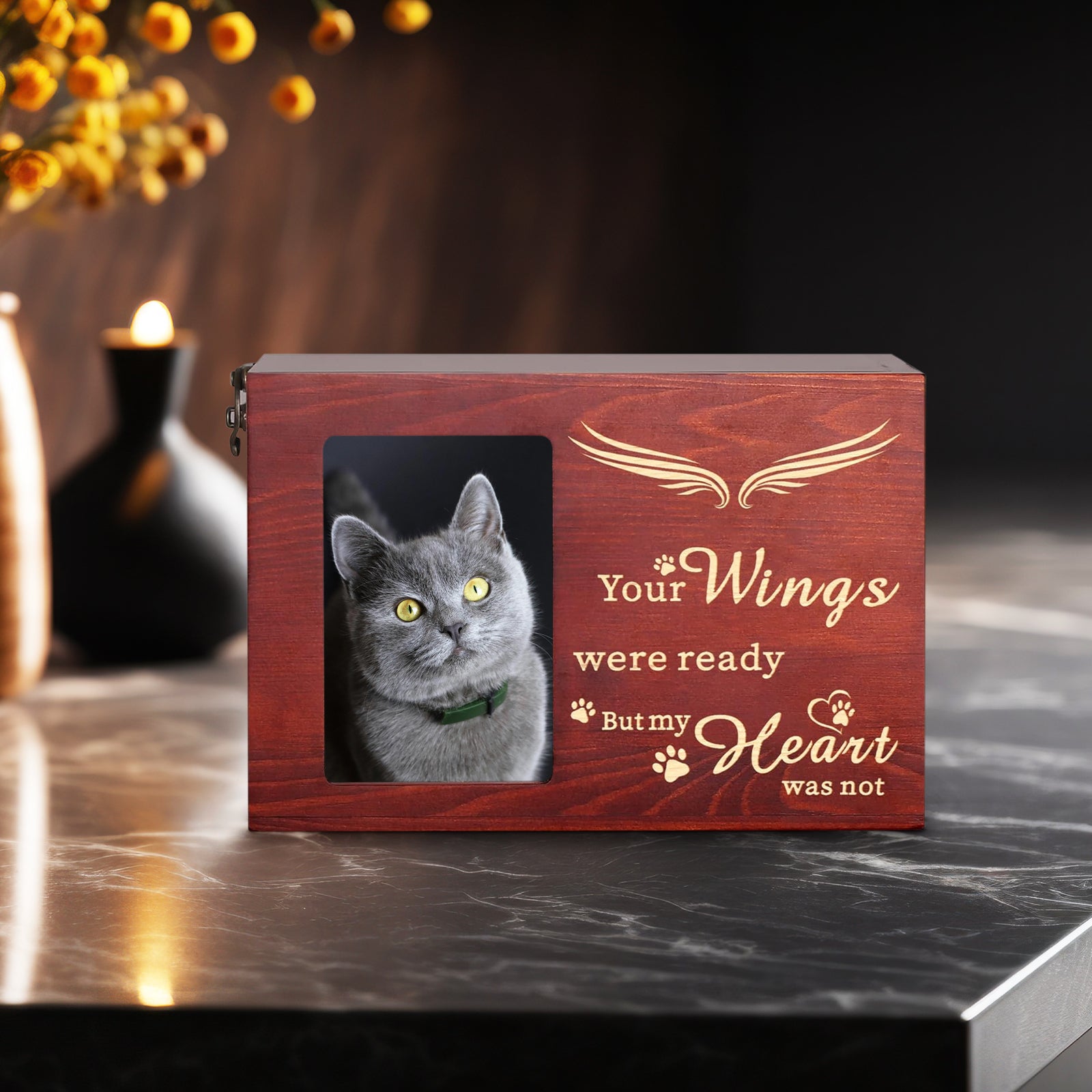 Custom Wooden Pet Cremation Urn Personalized Dog Memorial Box for Ashes - MACIFECI