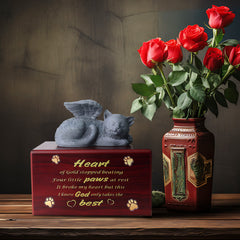 Custom Wooden Pet Memorial Cremation Urn Personalized Ashes Keepsake Box for Dog - MACIFECI