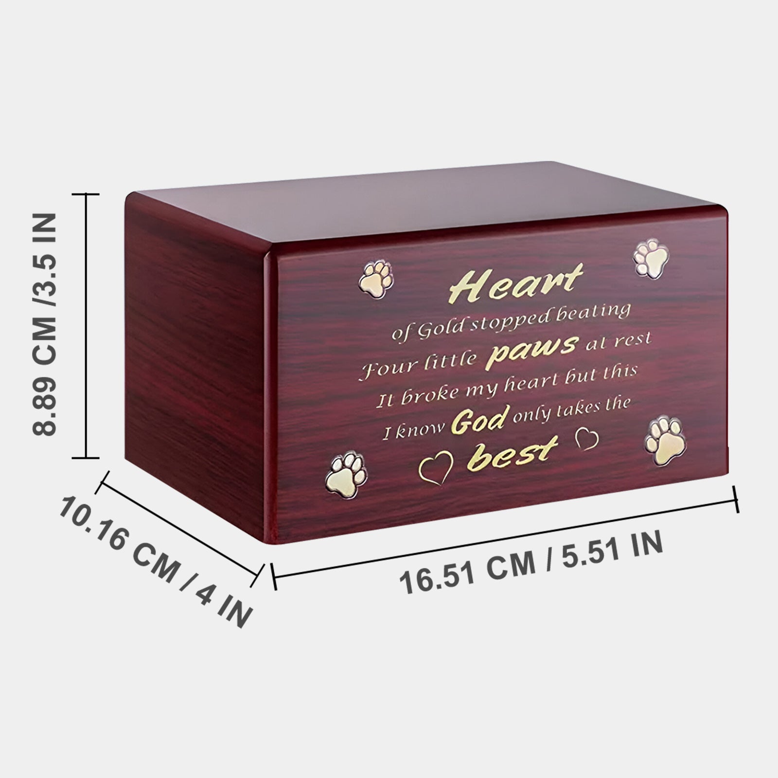 Custom Wooden Pet Memorial Cremation Urn Personalized Ashes Keepsake Box for Dog - MACIFECI