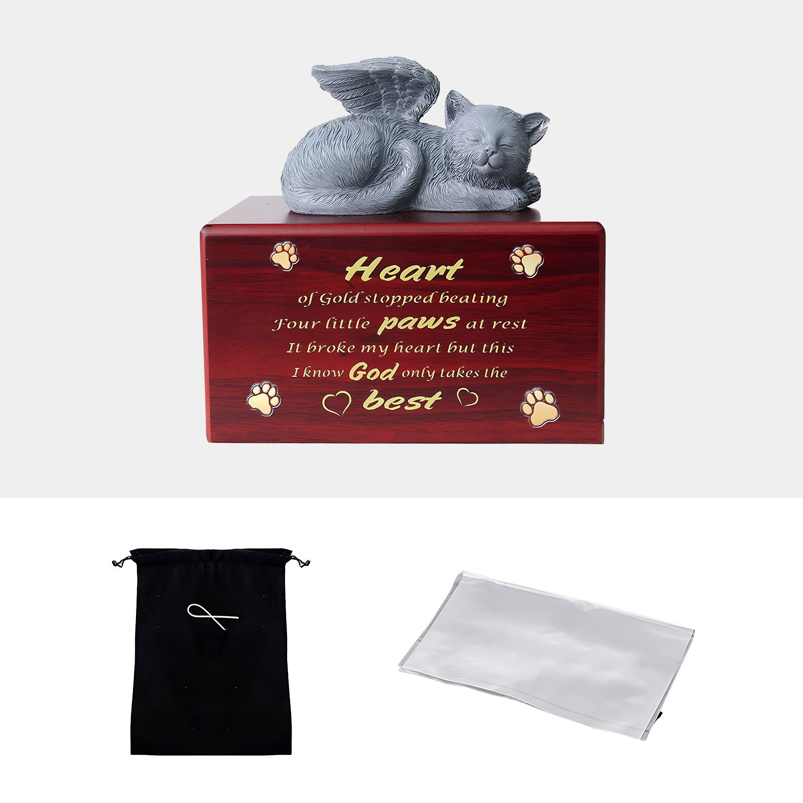 Custom Wooden Pet Memorial Cremation Urn Personalized Ashes Keepsake Box for Dog - MACIFECI