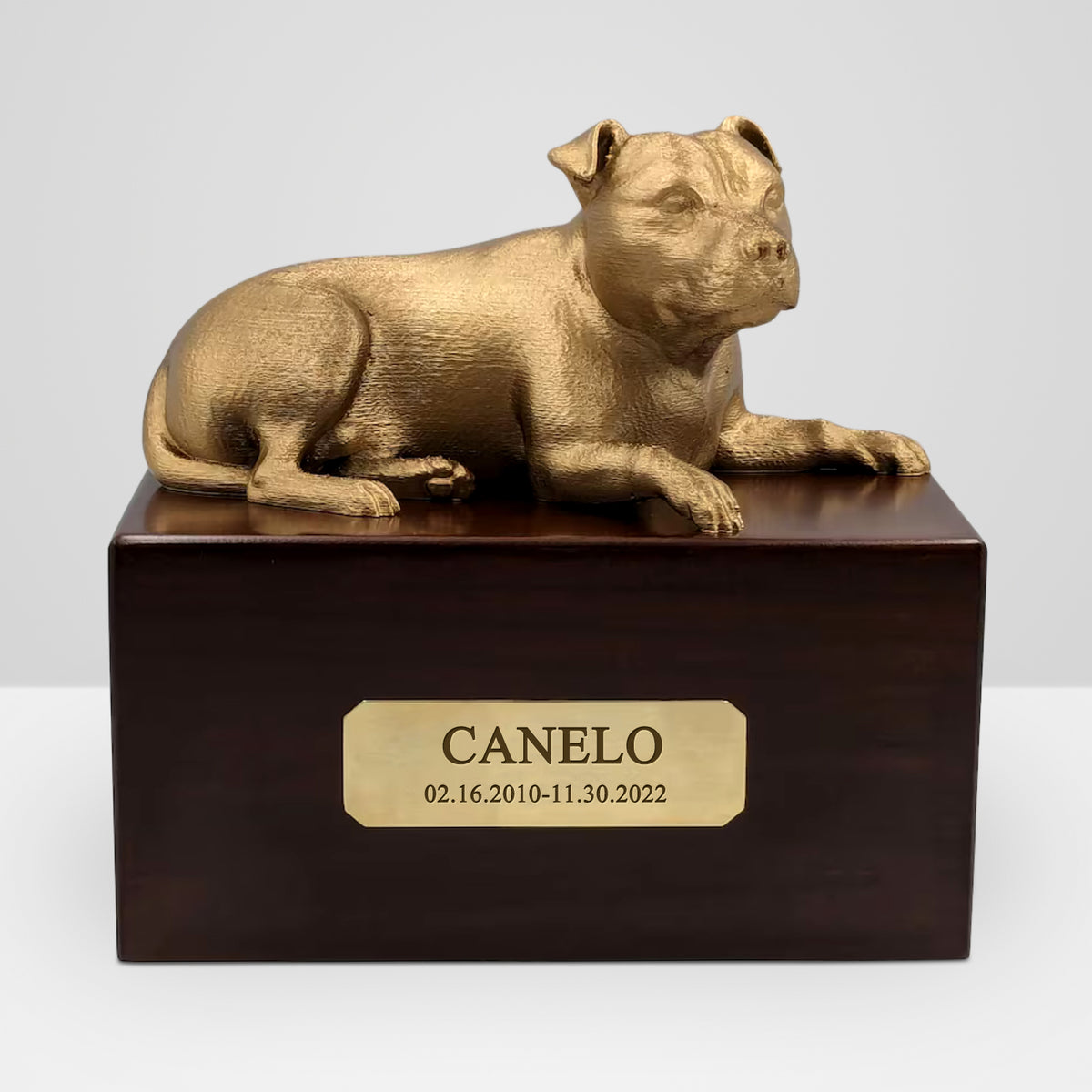 Custom Wooden Pet Urns Staffordshire Bull Terrier Ashes Box with Name - MACIFECI