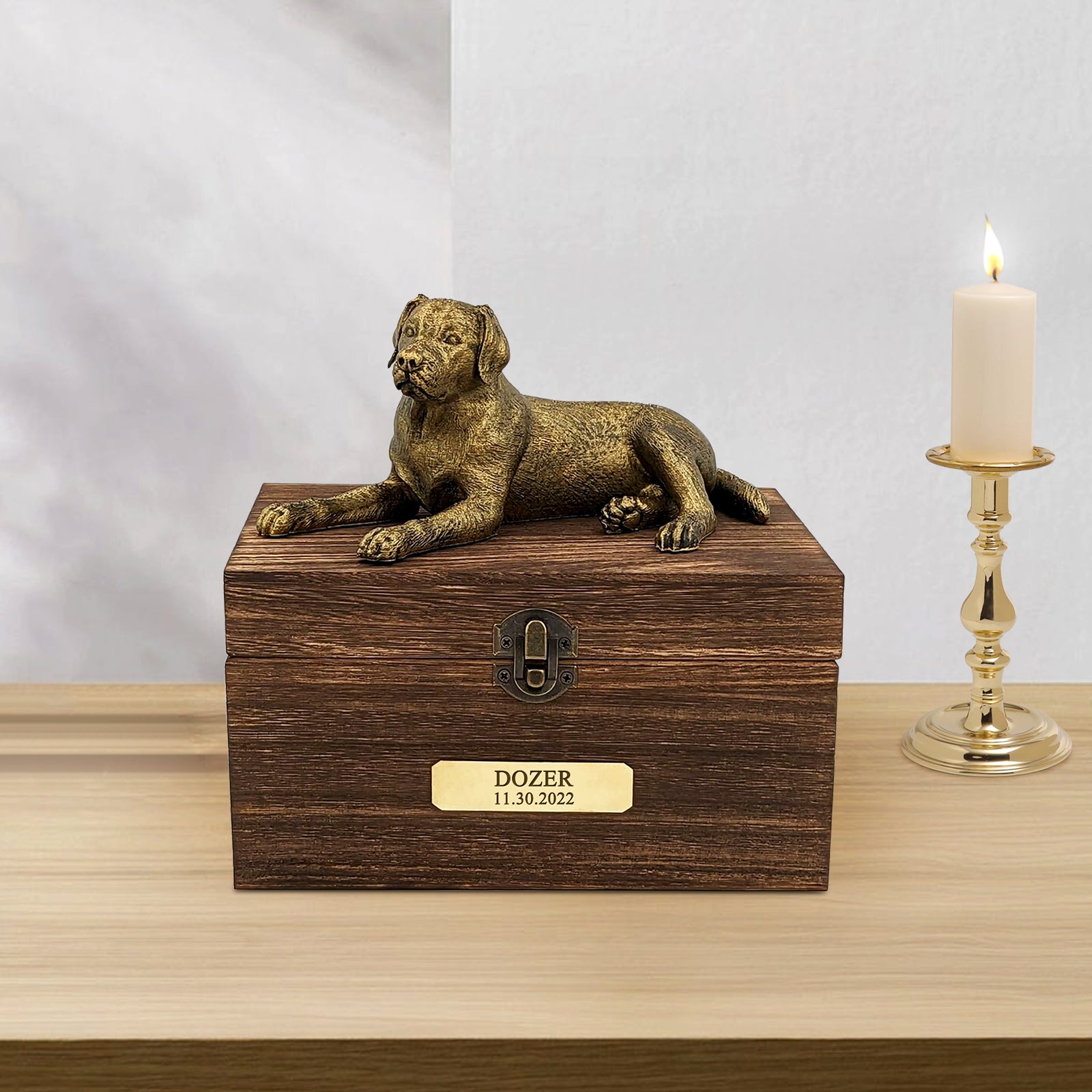 Custom Wooden Cremation Boxes Personalized Labrador Ashes Urn - MACIFECI